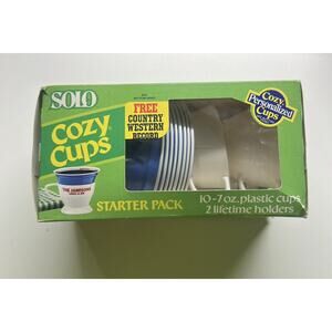 Vintage 1970s Blue SOLO COZY CUPS Coffee Cups Unopened Plastic - Starter‎ Pack